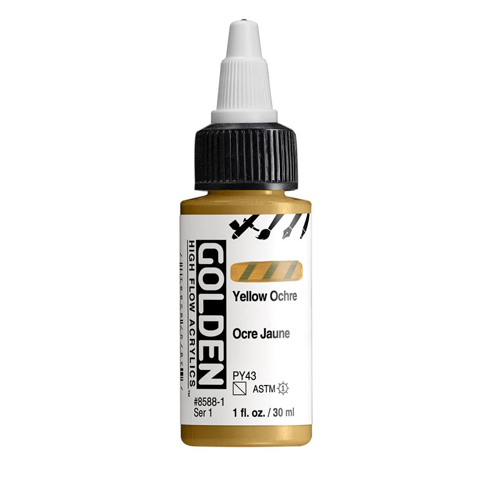 High Flow Acrylics by GOLDEN, Yellow Ochre, 1 fl. oz. Bottle, P