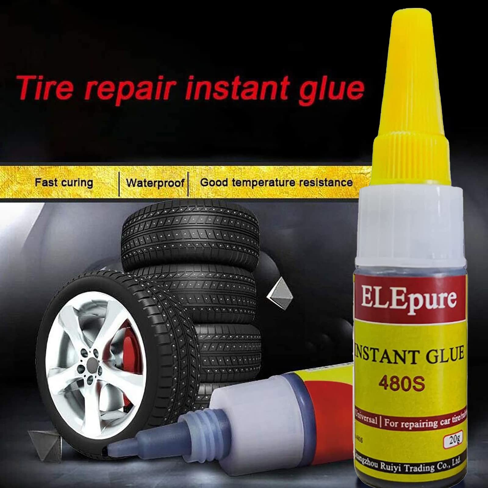 Black Tire Repair Glue Rubber Strong Adhesive Bonding for Sidewall Gash Dent Ins