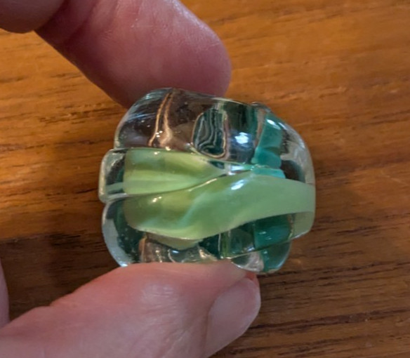 TWO FOCAL BEADS approx 28 mm LAMPWORK GLASS Beads -Yellow & Turquoise