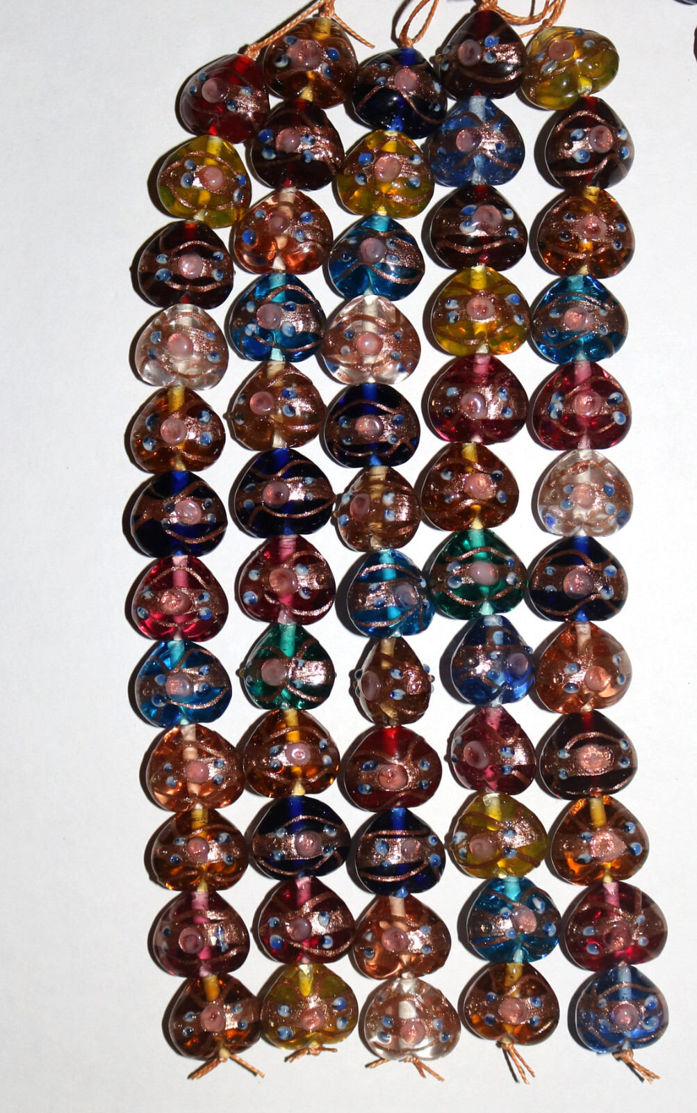 10 Strands Heart Shape Wedding Cake beads Multi clear colors, Handmade Glass
