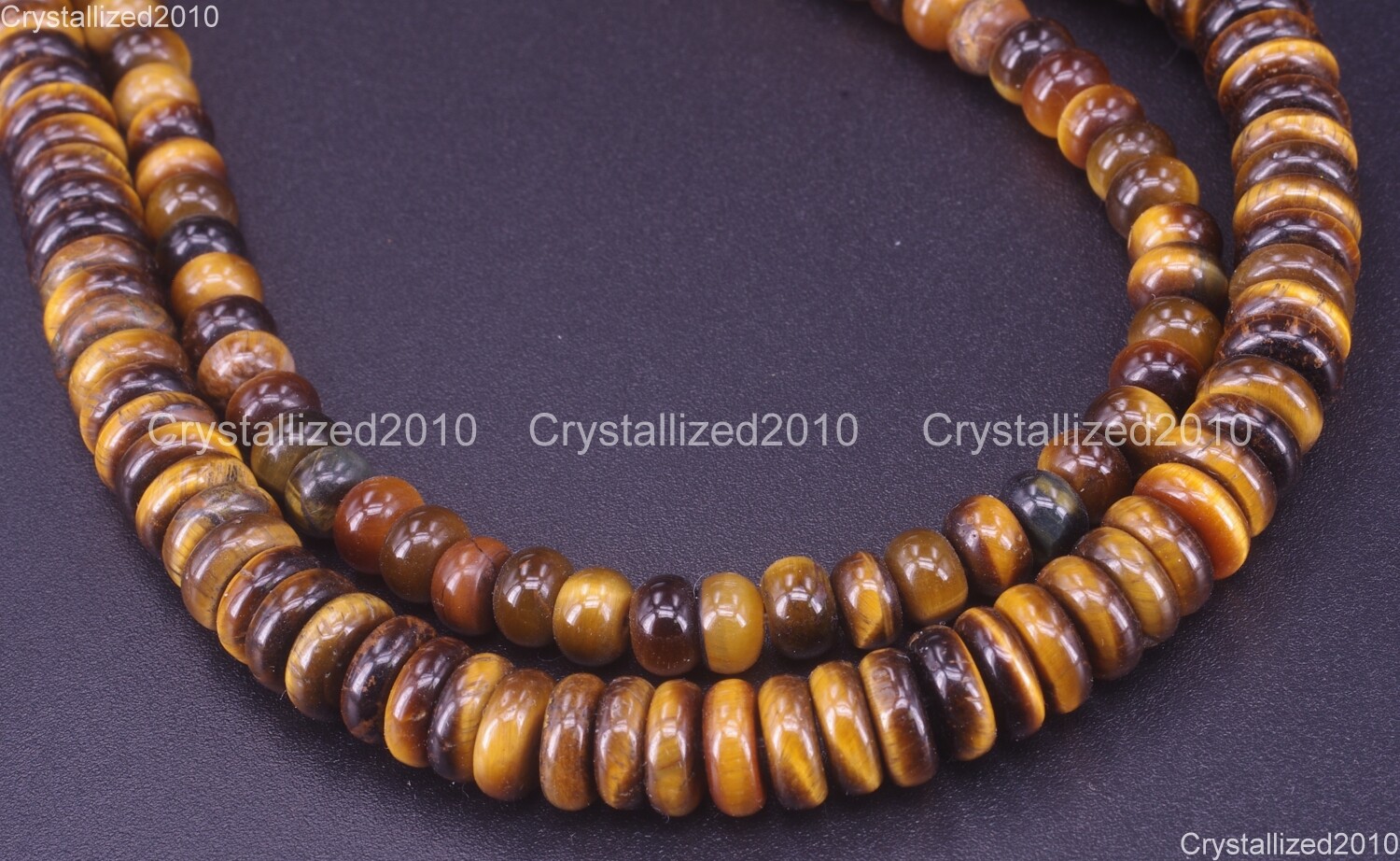 Natural Gemstone Tiger’s Eye Rondelle Spacer Beads 4mm 5mm 6mm 8mm 10mm 15.5″