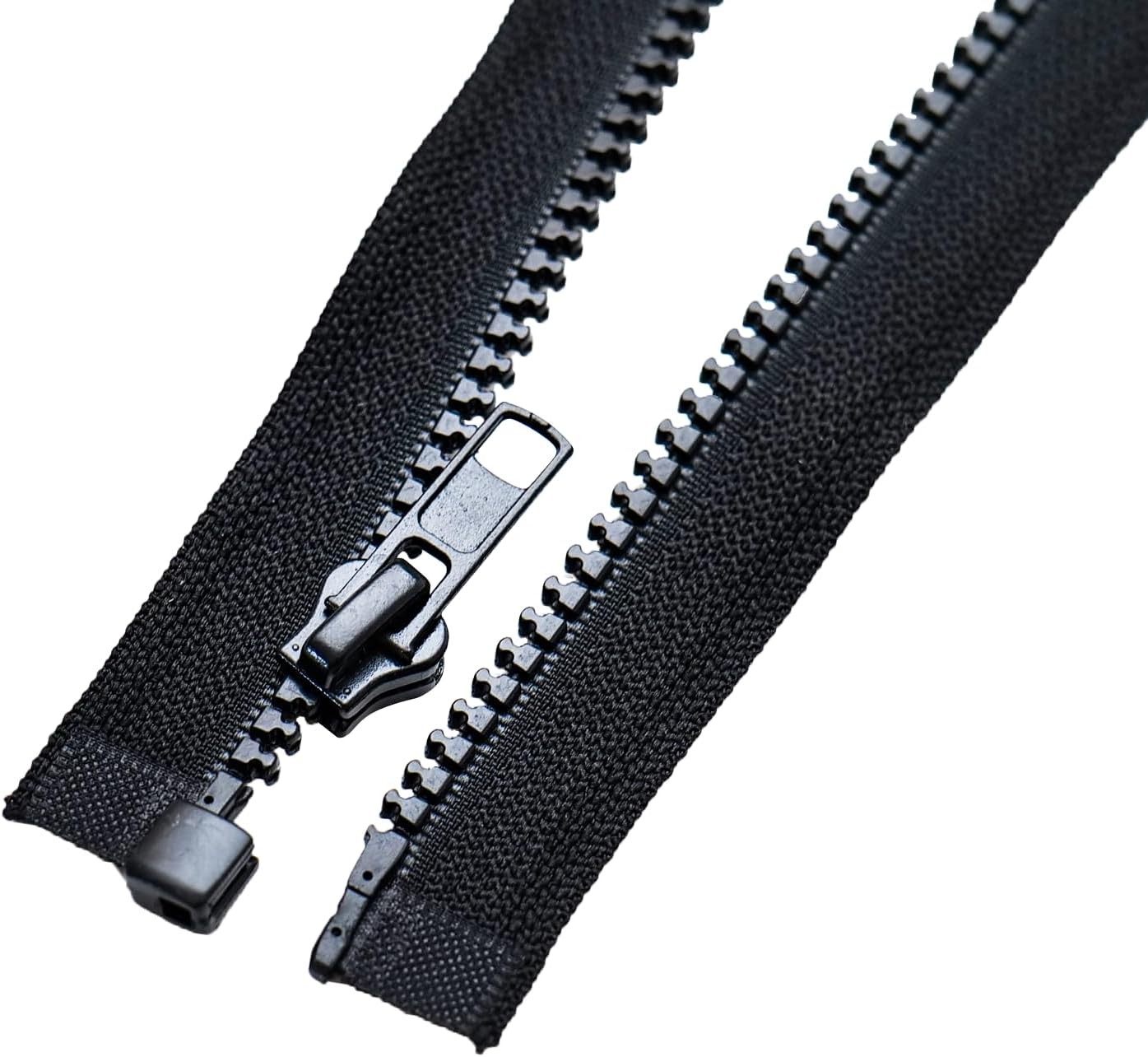 Sawoake 2PCS #5 24 Inch Separating Jacket Zippers for Sewing 24 in, Black