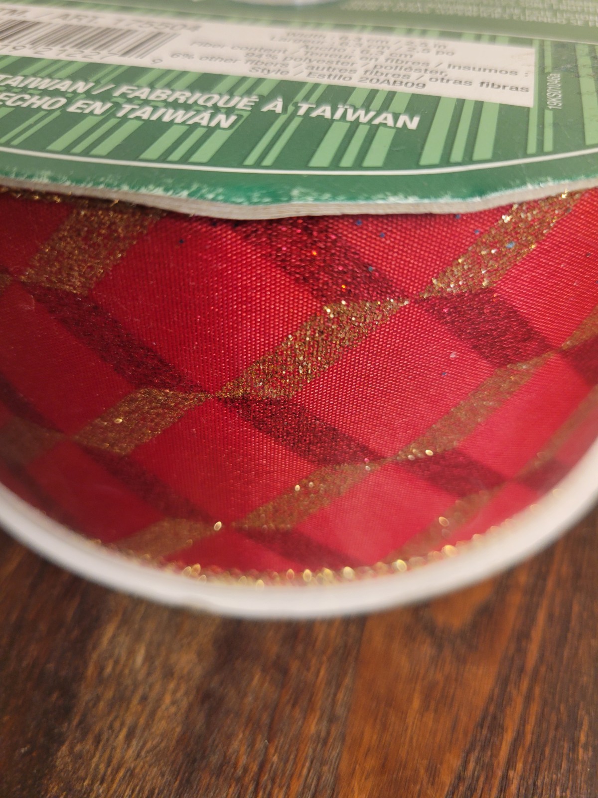 KIRKLAND WIRED-RIBBON 45.7m NEW IN PACKAGE Red & Gold Two Tone Stripes 2 1/2” W
