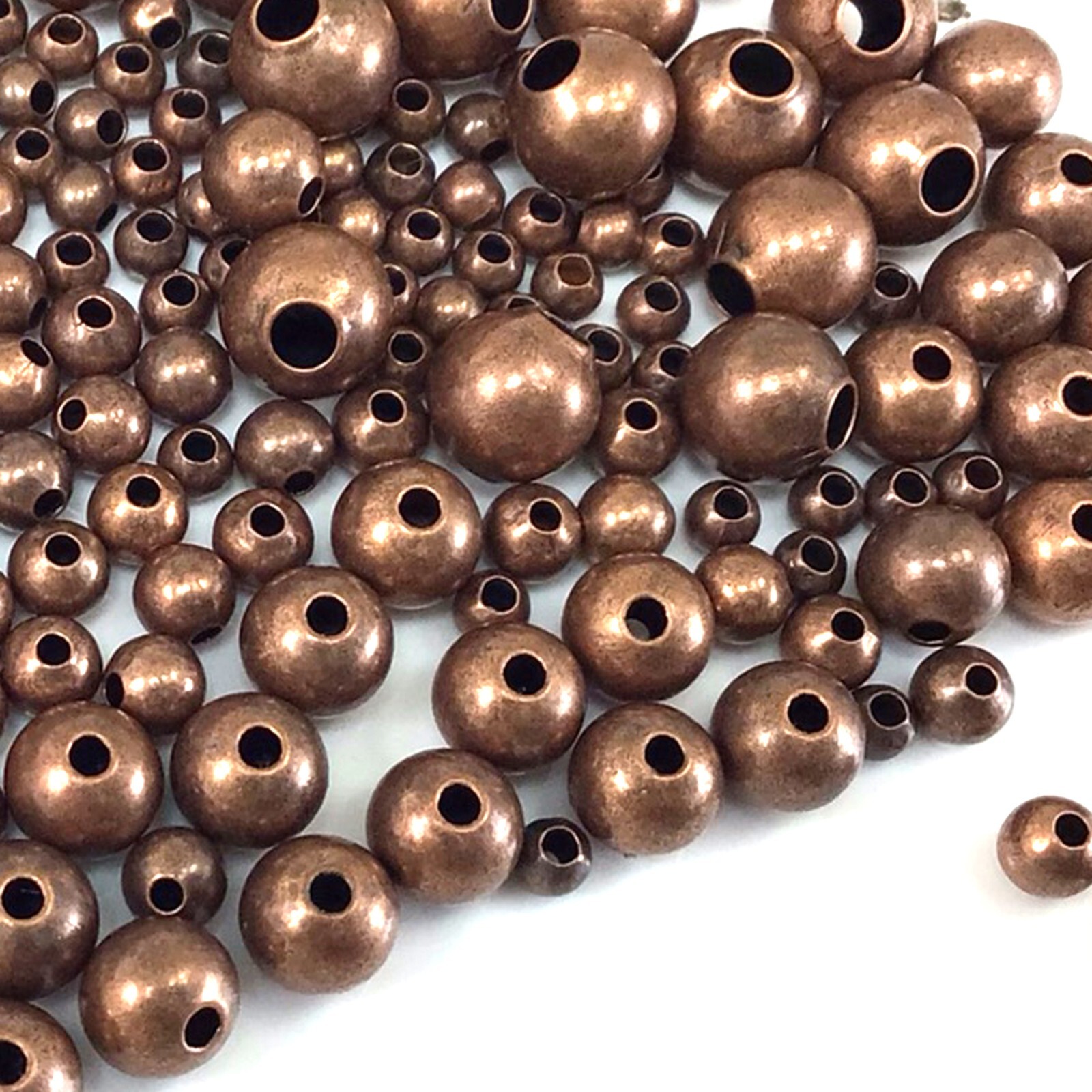 Copper Smooth Round Spacer Beads Seamless 3mm 4mm 5mm 6mm 7mm Jewelry Supplies