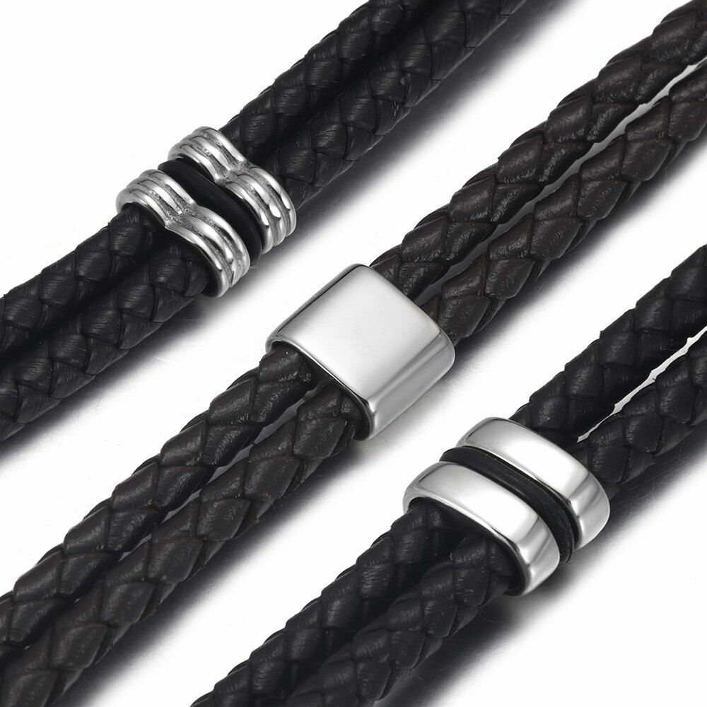 10pcs Double Hole Beads Leather Bracelet Two Hole Spacers Metal Bead DIY Jewelry