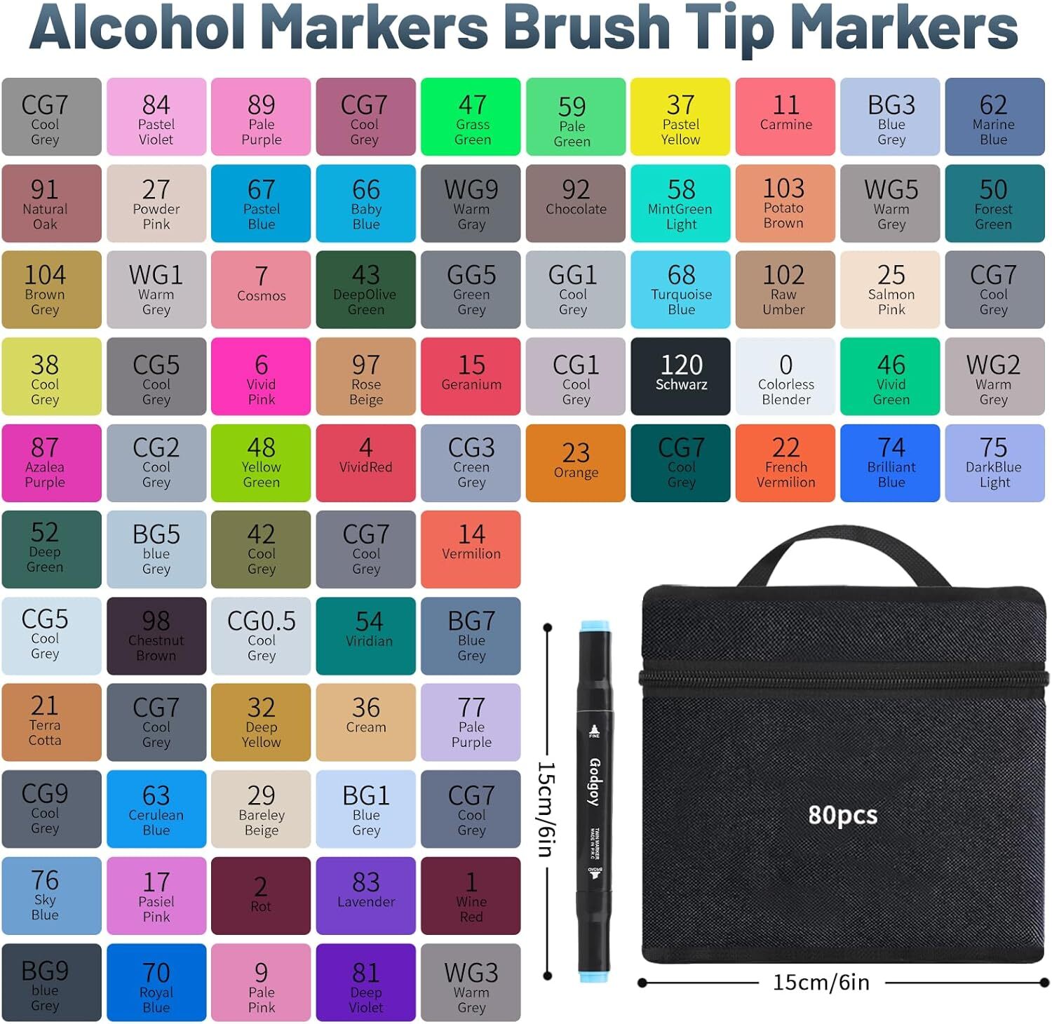 80 Colors Art Markers Pens, Dual Tips Alcohol Markers Permanent Sketch Markers