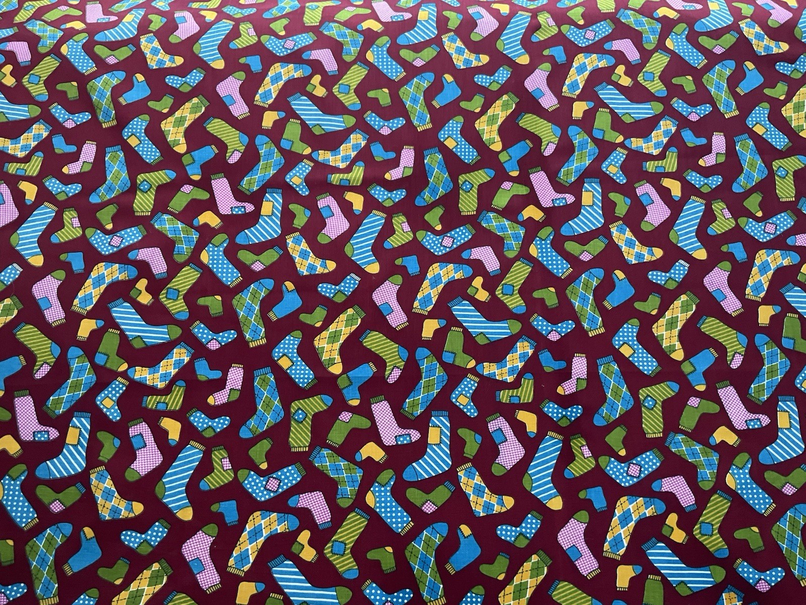 cotton fabric Colorful Socks Red 44″ x 56”209