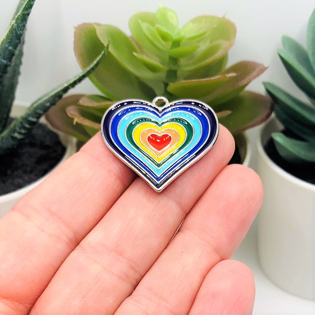 Rainbow Heart, LGBTQ, Charms, 29x28mm – US Seller
