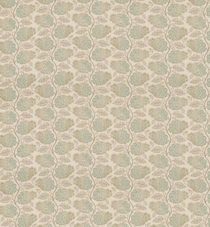 GP & J BAKER CURTAIN FABRIC DESIGN Calcot Aqua 8.5 METRE LINEN BLEND SMALL HOUSE