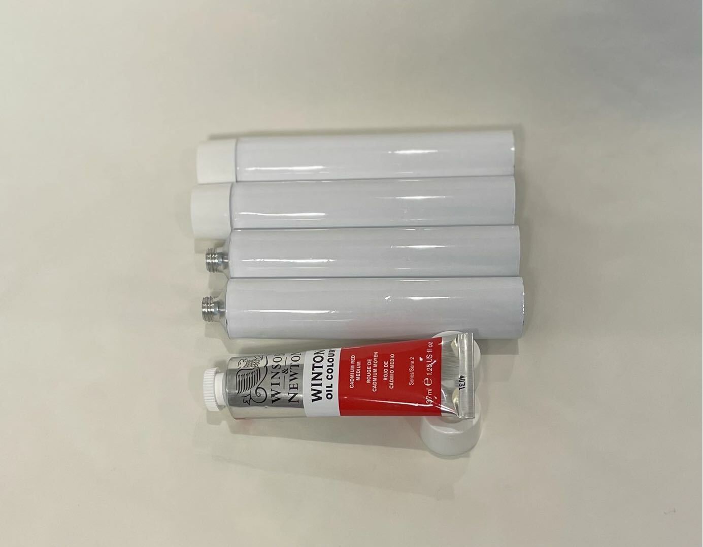 20pc- 45ml Empty Aluminum Paint Tubes Needle Cap Unsealed End w/ Adhesive Strip