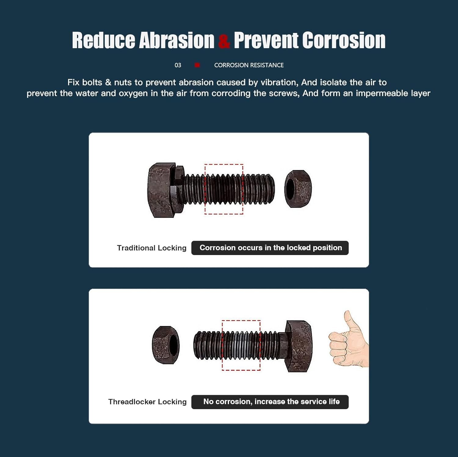 2 Pack Thread Locker – Blue 243 (Medium) & Red 271 (High) – Metal Screw Locking
