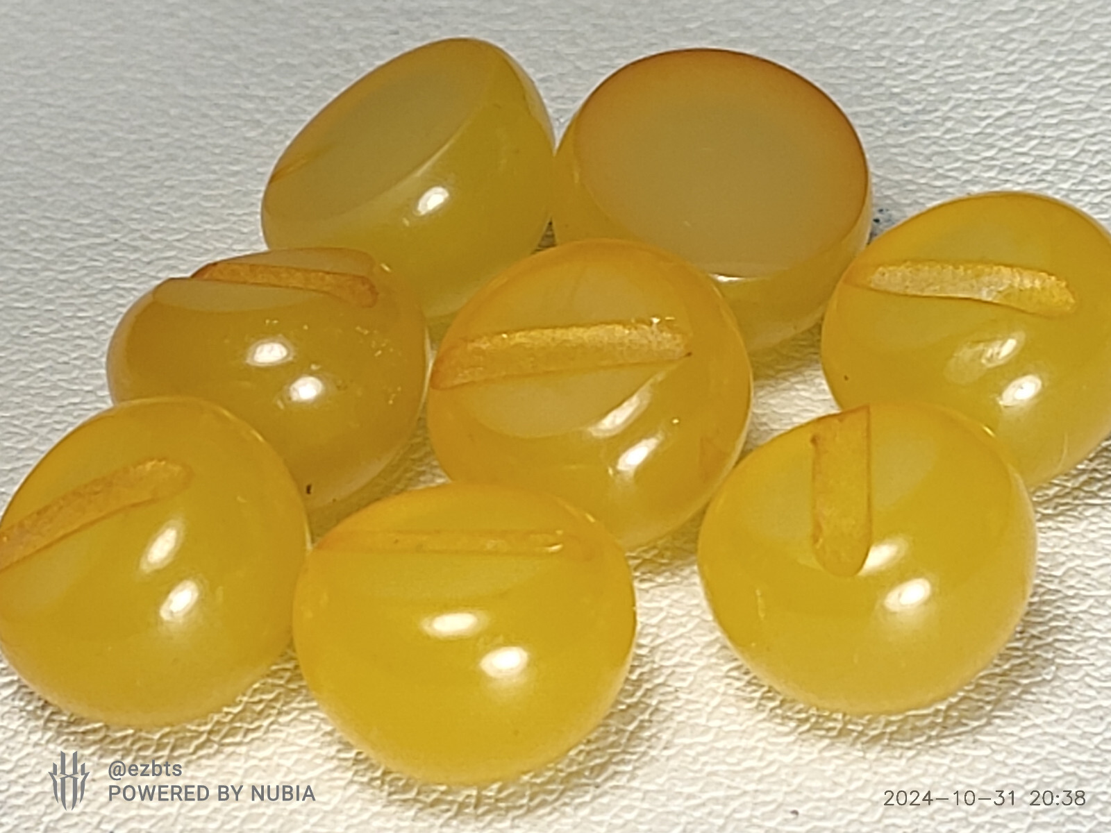 8 Bakelite Cabochons 12x9mm Lemon Drop Candy yellow