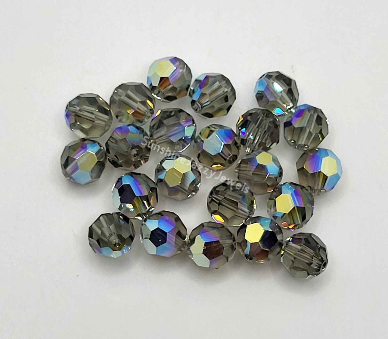 Swarovski Crystal Black Diamond AB Round 5000 Beads; 4mm (24pc) or 8mm (6pc)