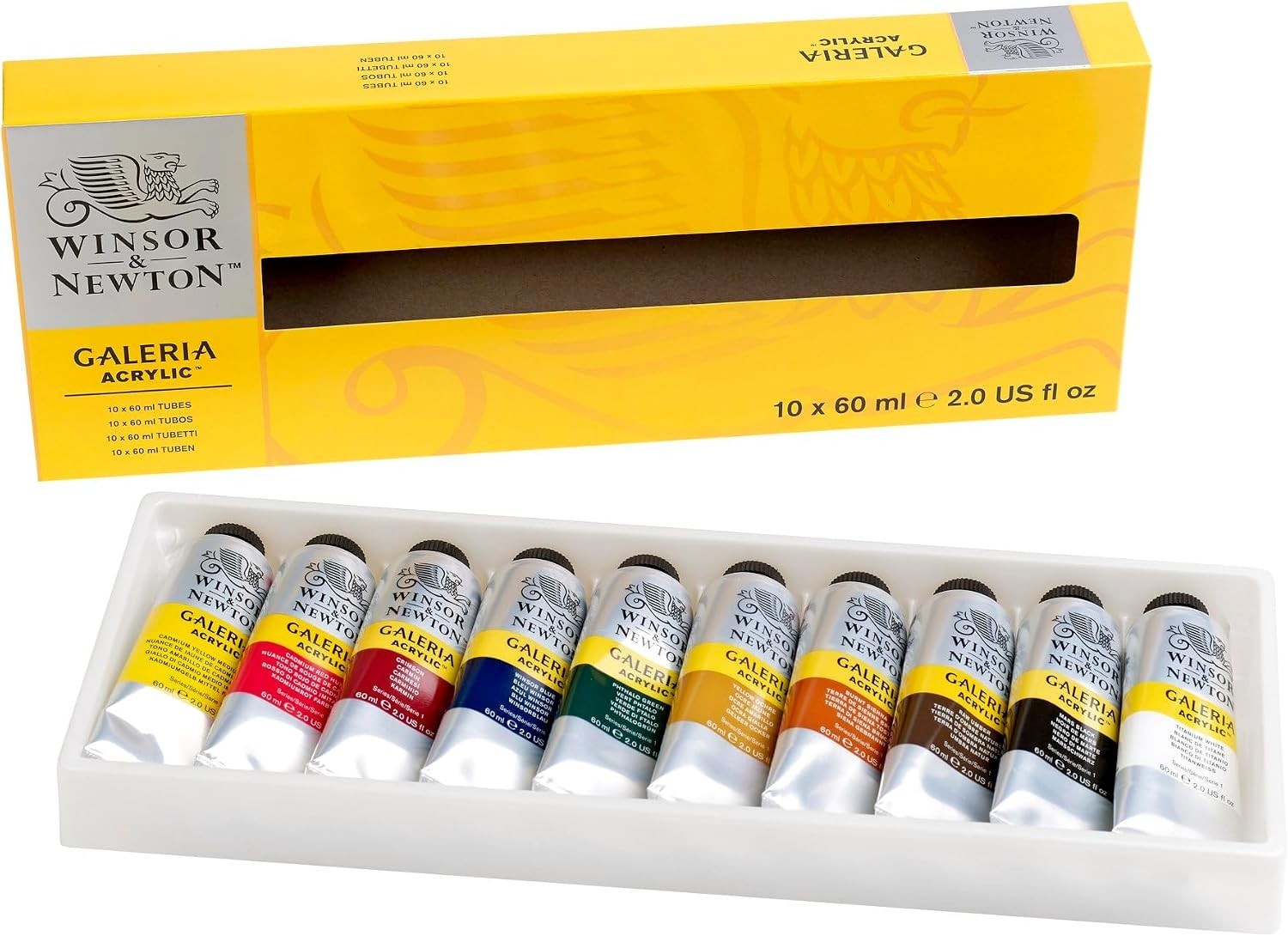 Winsor & Newton Galeria Acrylic Paint, 10 x 60ml (2–oz) Tube Paint Set