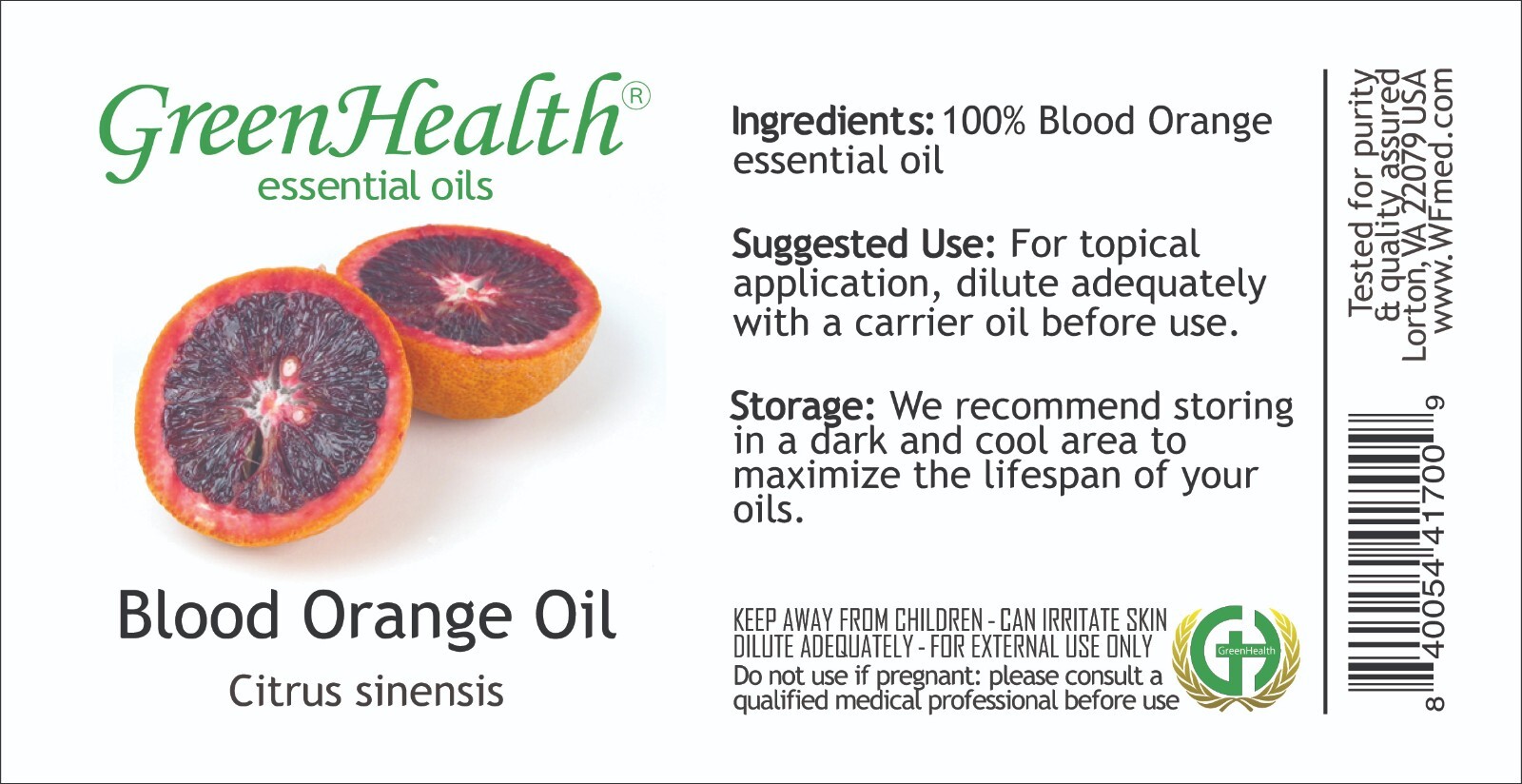 4 fl oz Blood Orange Essential Oil (100% Pure & Natural) in Amber Glass Bottle