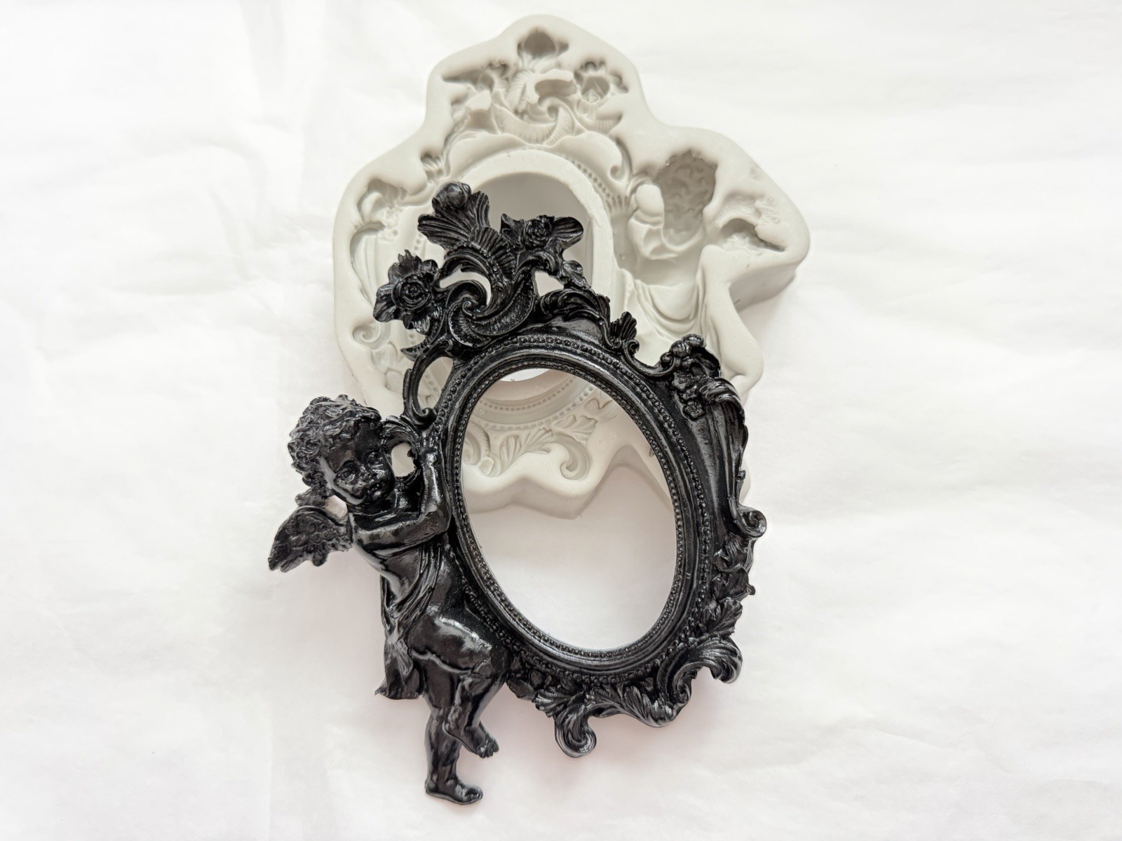 Baroque Cherub Frame Silicone Mold Gothic Angel Resin Mold DIY