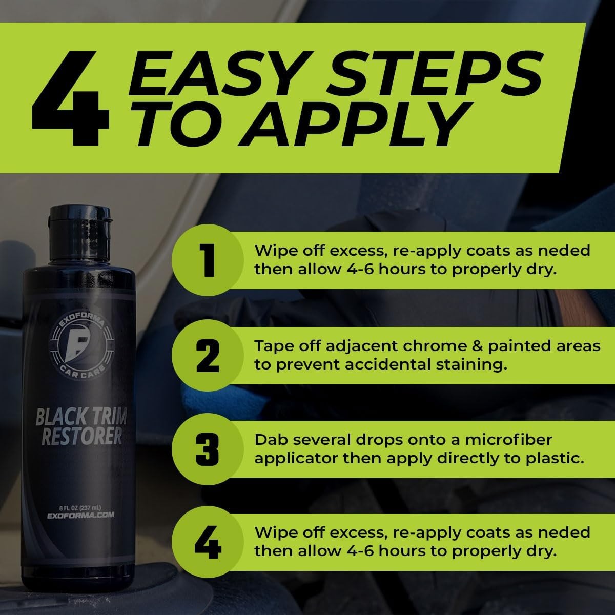 Black Trim Restorer, Car Truck Black Trim Restoration, Protects Against UV Rays