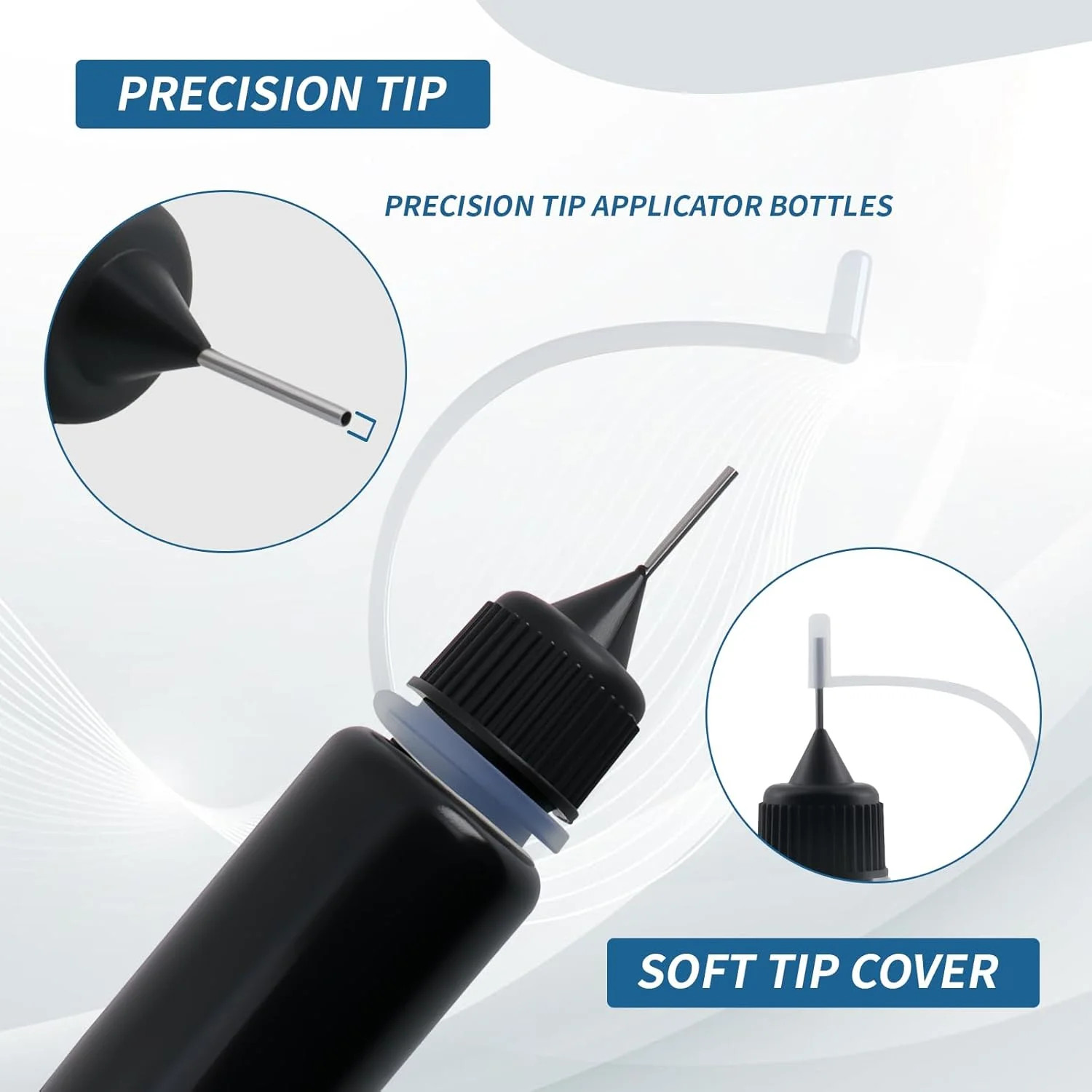 T Tulead Black Tip Applicator Metal Needle Plastic Bottle 10ml Precision Tip App