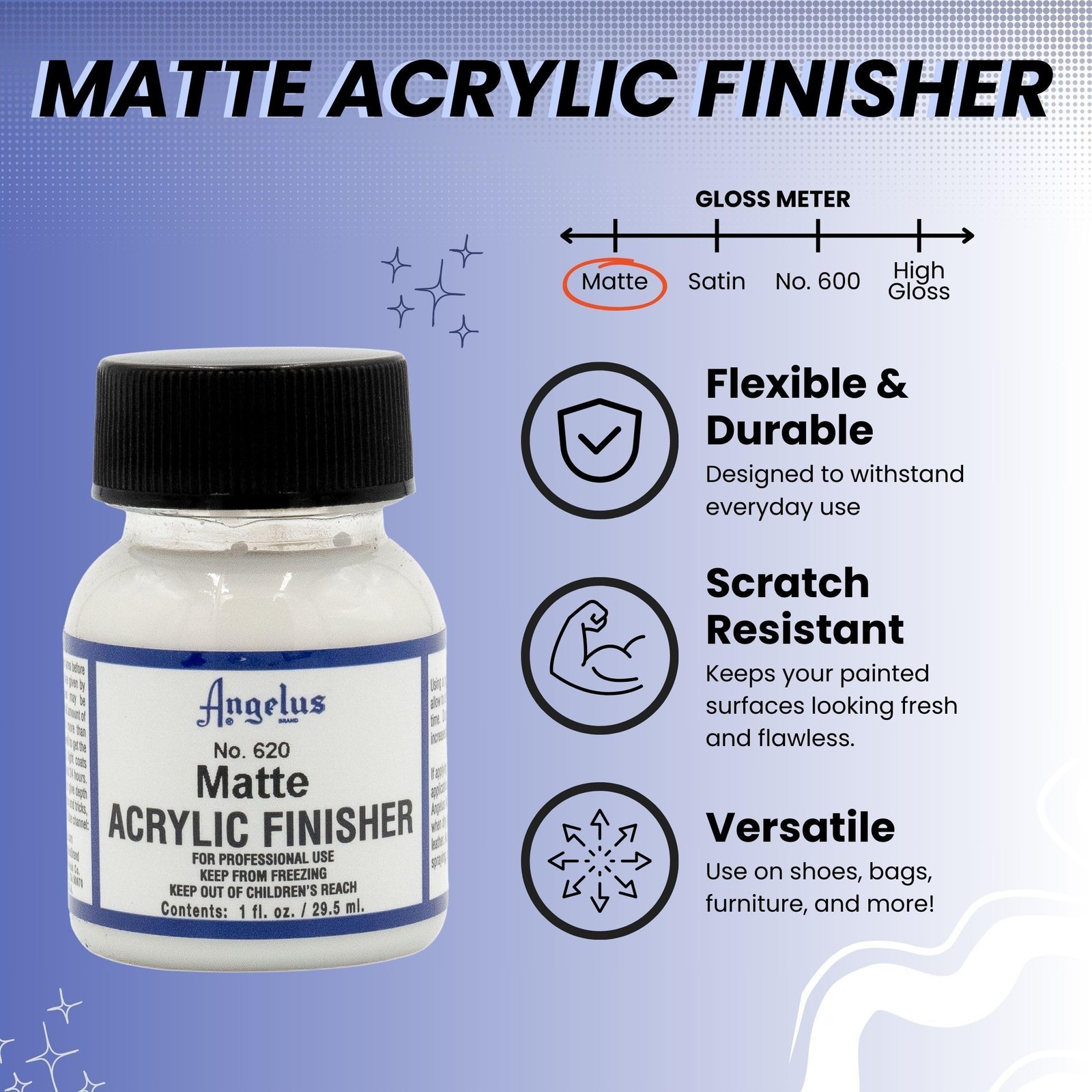 Angelus 620 Matte Acrylic Finisher, Clear 1 Count (Pack of 1),