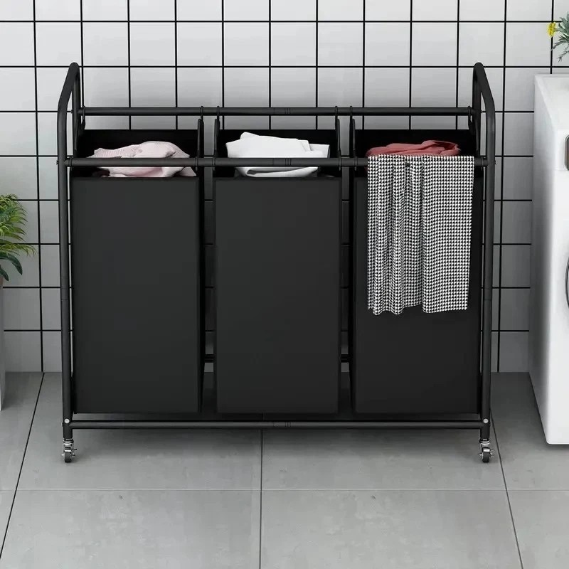 3-Bag Rolling Laundry Sorter Hamper, 63.4-Gallon Heavy-Duty Laundry Cart