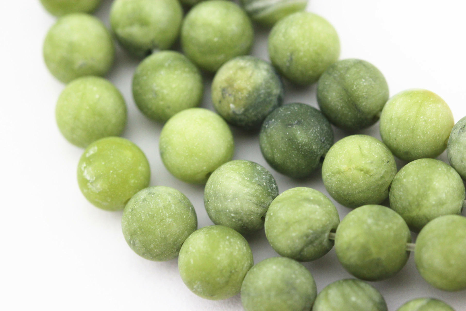 Natural Green Jade Matte Round Beads 4mm 6mm 8mm 10mm 12mm 15.5″ Strand
