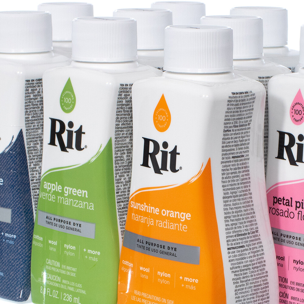 Craft County RIT DYE Liquid All-Purpose – Color, Marble, Tie-Dye Fabrics 8 Oz