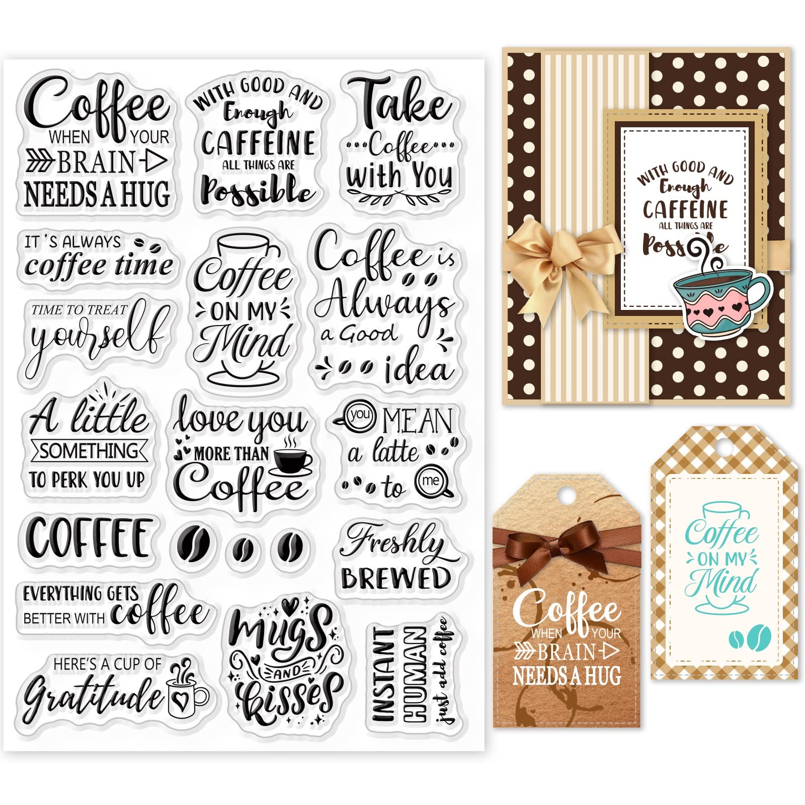 Coffee Text Clear Stamps Coffee Bean Blessing Words Silicone for Cards