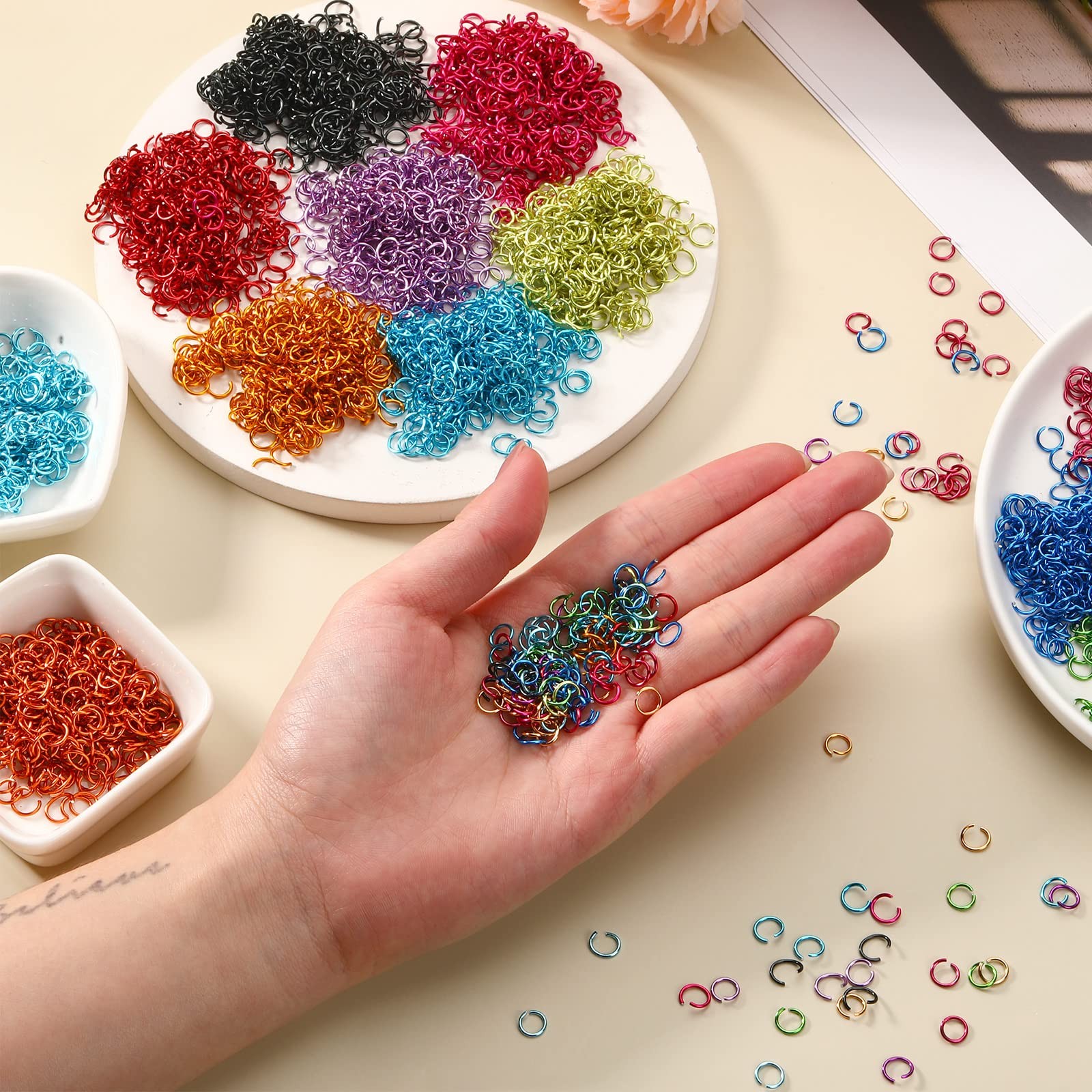 7800 Pieces Chainmail Jump Rings 26 Colors 6mm Open Aluminum Colored Yellow