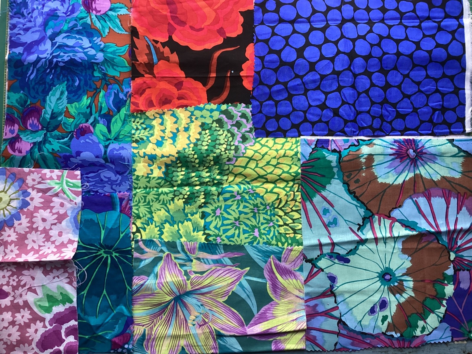 Kaffe Fassett strips, squares, & scraps