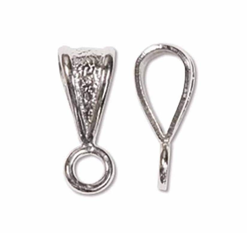 Bail, 12 Antiqued Silver 9mm Textured Pendant Bails with Loop