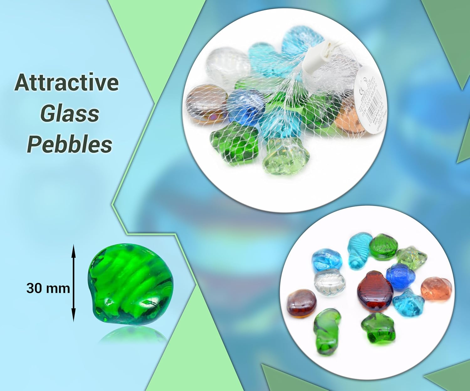 Glass Beads (12Pcs) Premium Gemstones Glass Beads for Vases Flat Glass Marbles D
