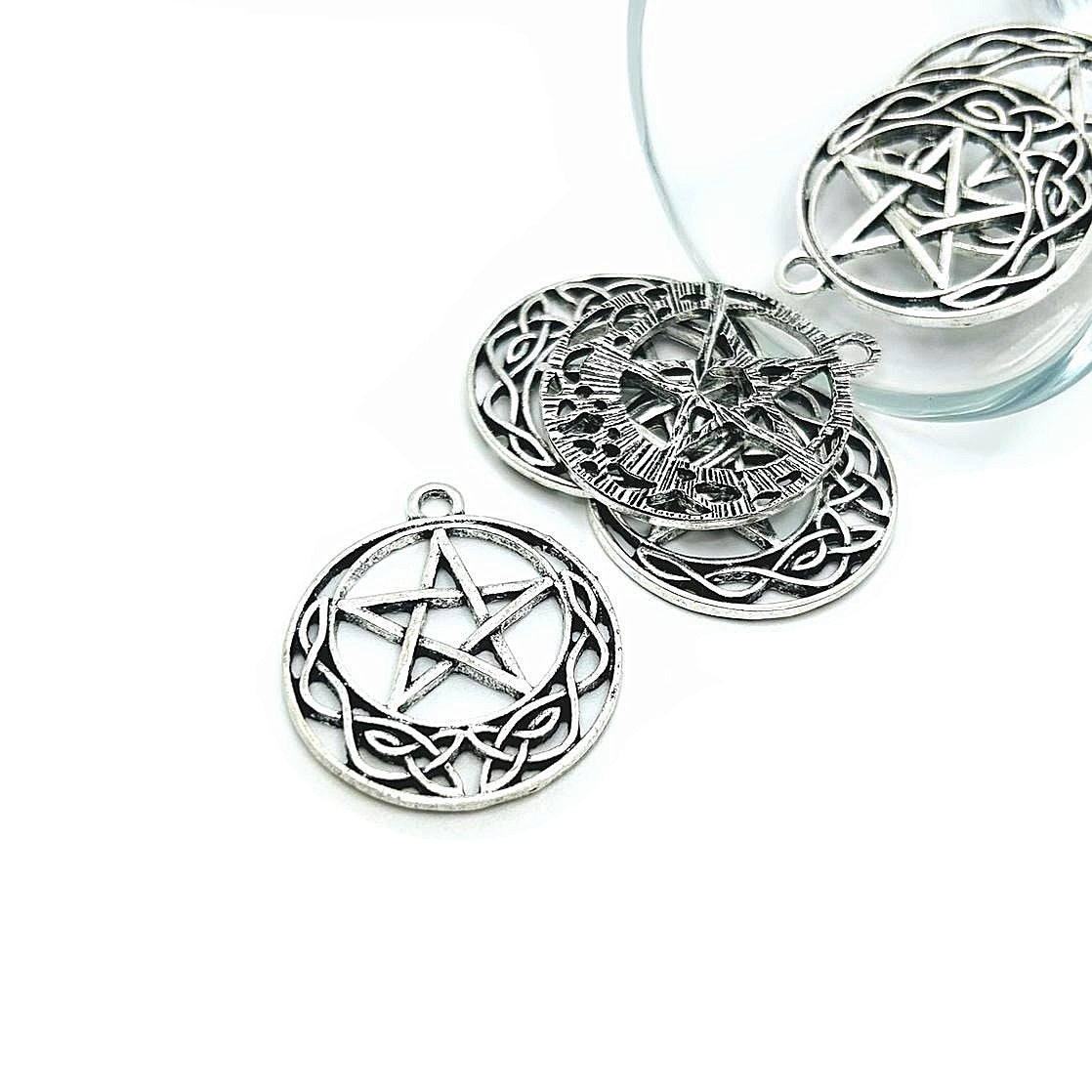 Silver Celtic Knot Pentacle Charms, 31x26mm – US Seller