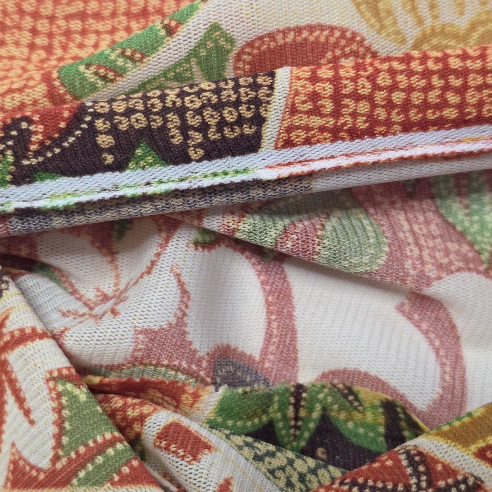Vintage Japanese Fan Motif Fabric Bolt Polyester Kimono Floral 3.4 Yd Wide…