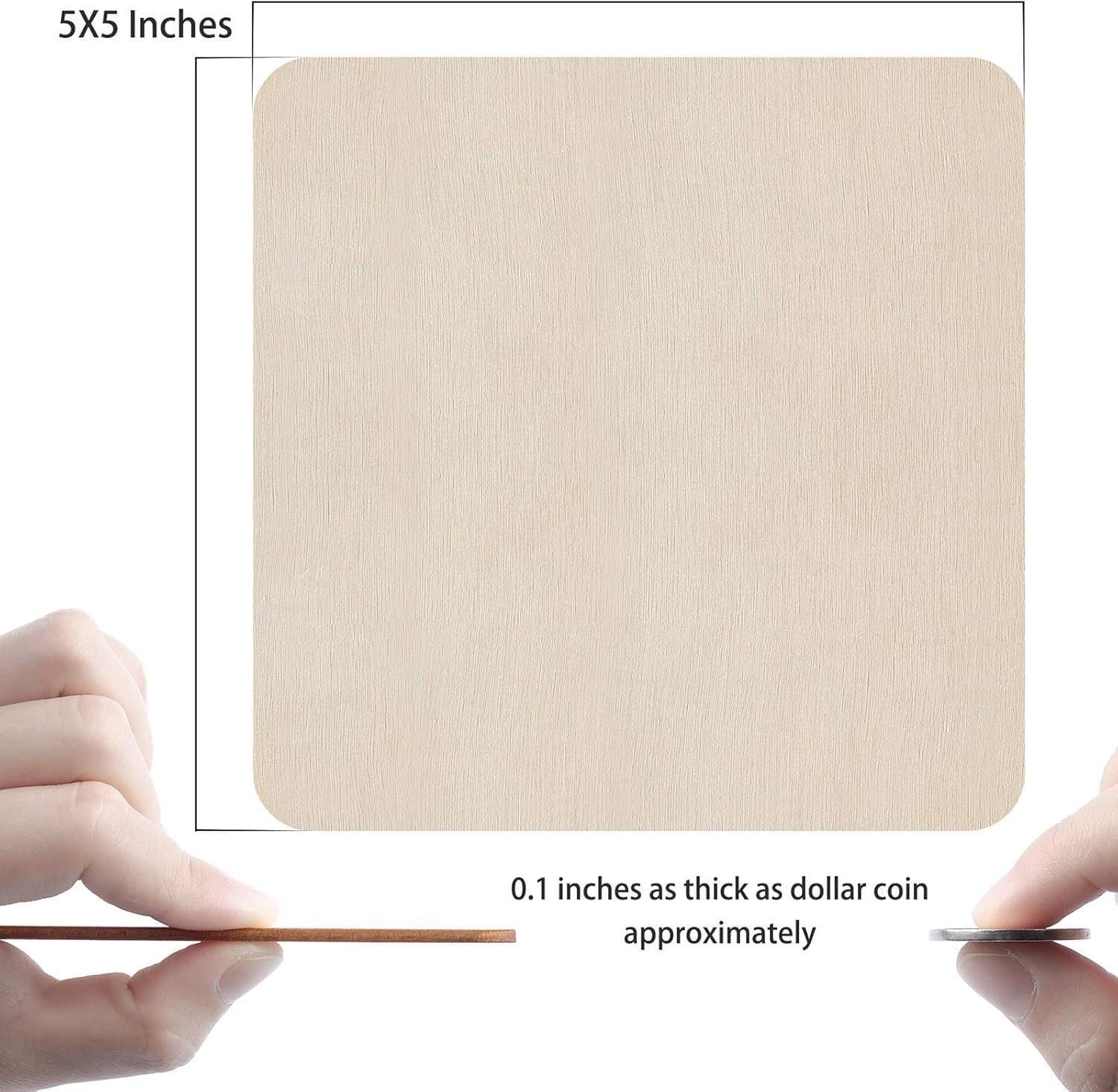 Unfinished Wood Pieces, Blank Wooden Squares for Crafts | 50Pcs 6X6 Inch Wood Bo