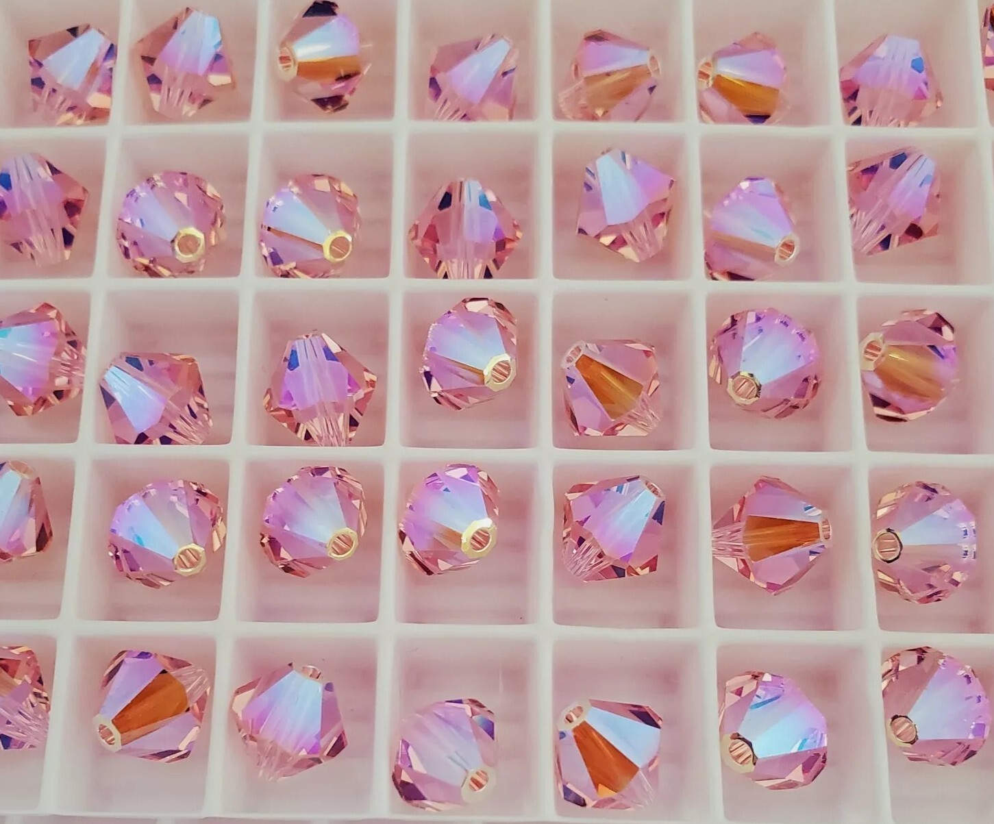 Swarovski 5301 8mm bicone beads, Light Rose AB2X (8pcs)