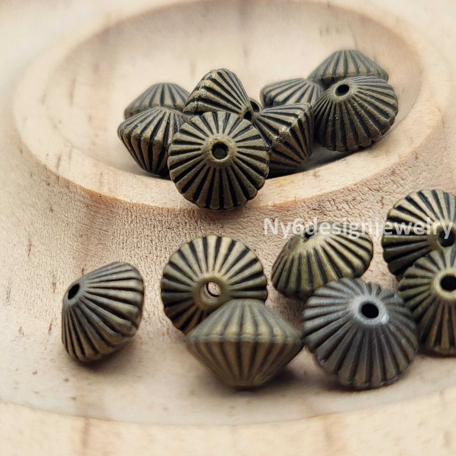 Bicone Spacer Beads 20pcs Copper Antique Brass Silver Gold Jewelry Finding 7mm