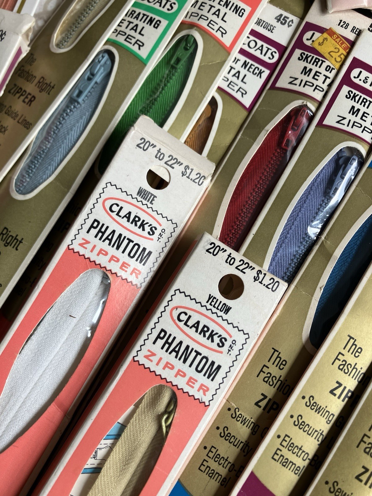 Vintage Zippers Lot of 70 CLARK’S J & P COATS UNIQUE YKK New Old Stock Unused