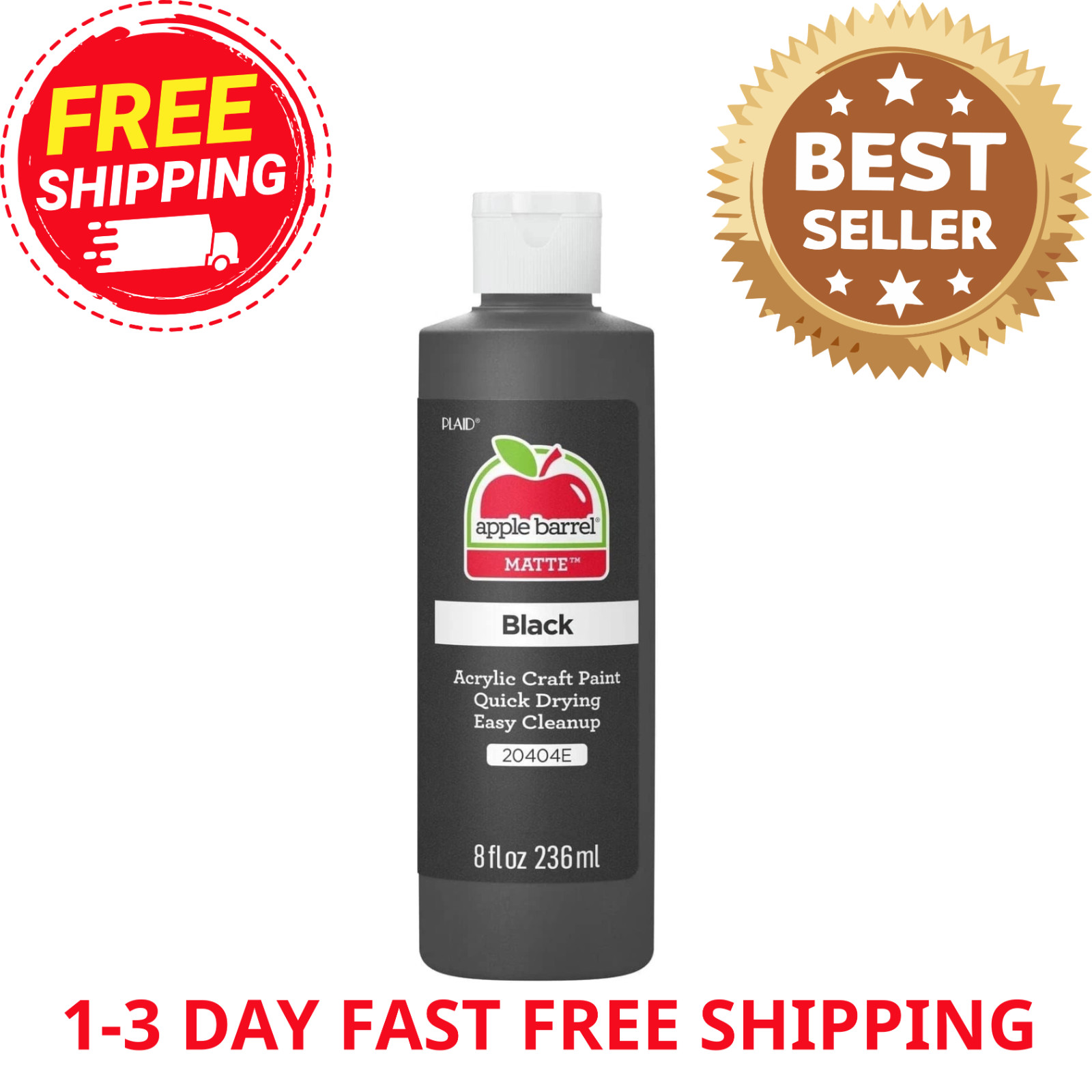 Apple Barrel Acrylic Paint in Assorted Colors (8 Ounce), 20404 Black- (Pack of 1