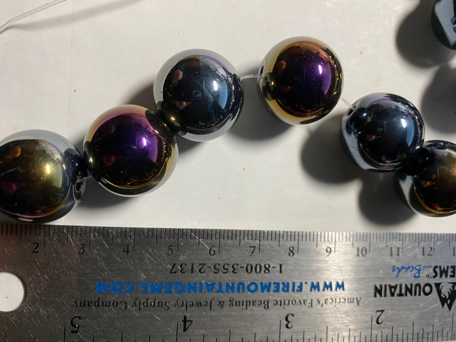 Large Vintage Metallic Rainbow Glass Beads 18mm to 20mm Beads