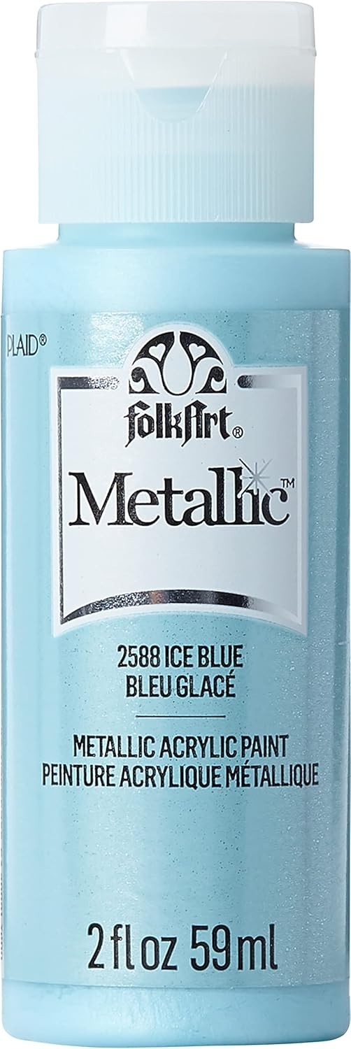 2 Oz Non-Toxic Ice Blue Metallic Acrylic Paint – Perfect for Artists & Crafters