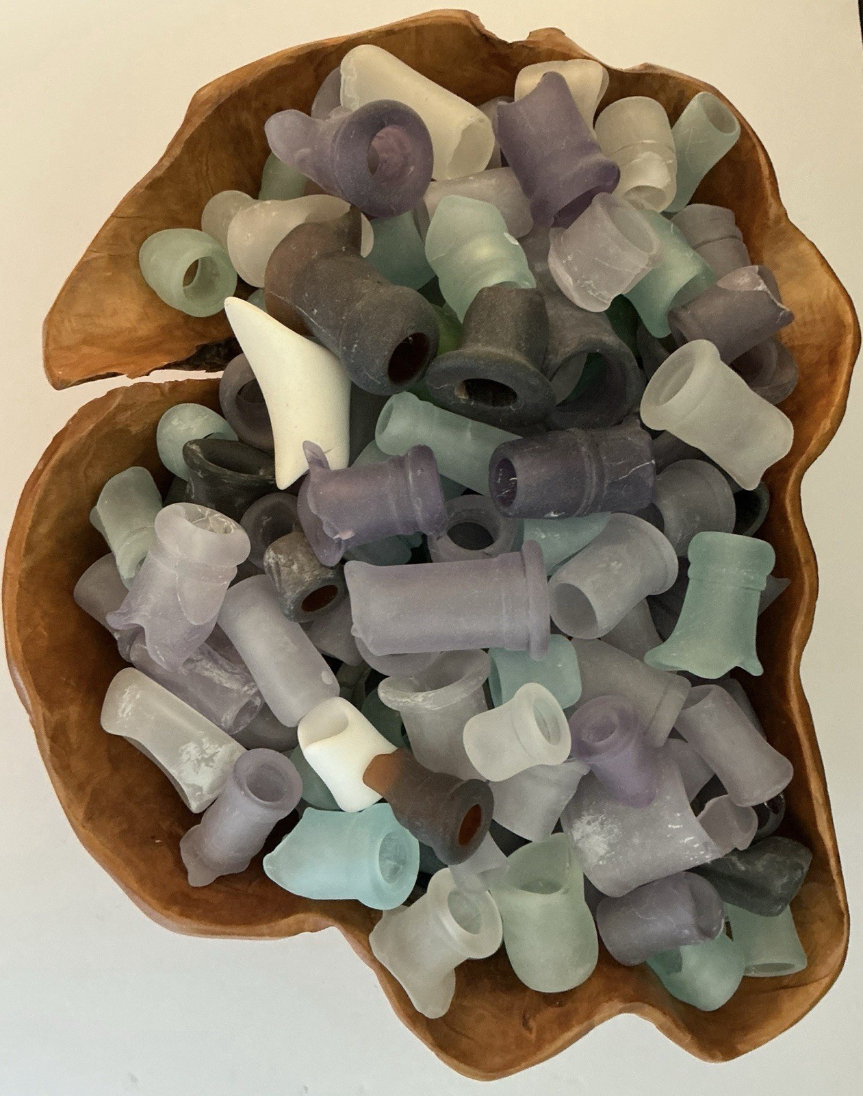 Tumbled Beach Glass Bottle Tops and Necks (Package Contains 20 random pieces)