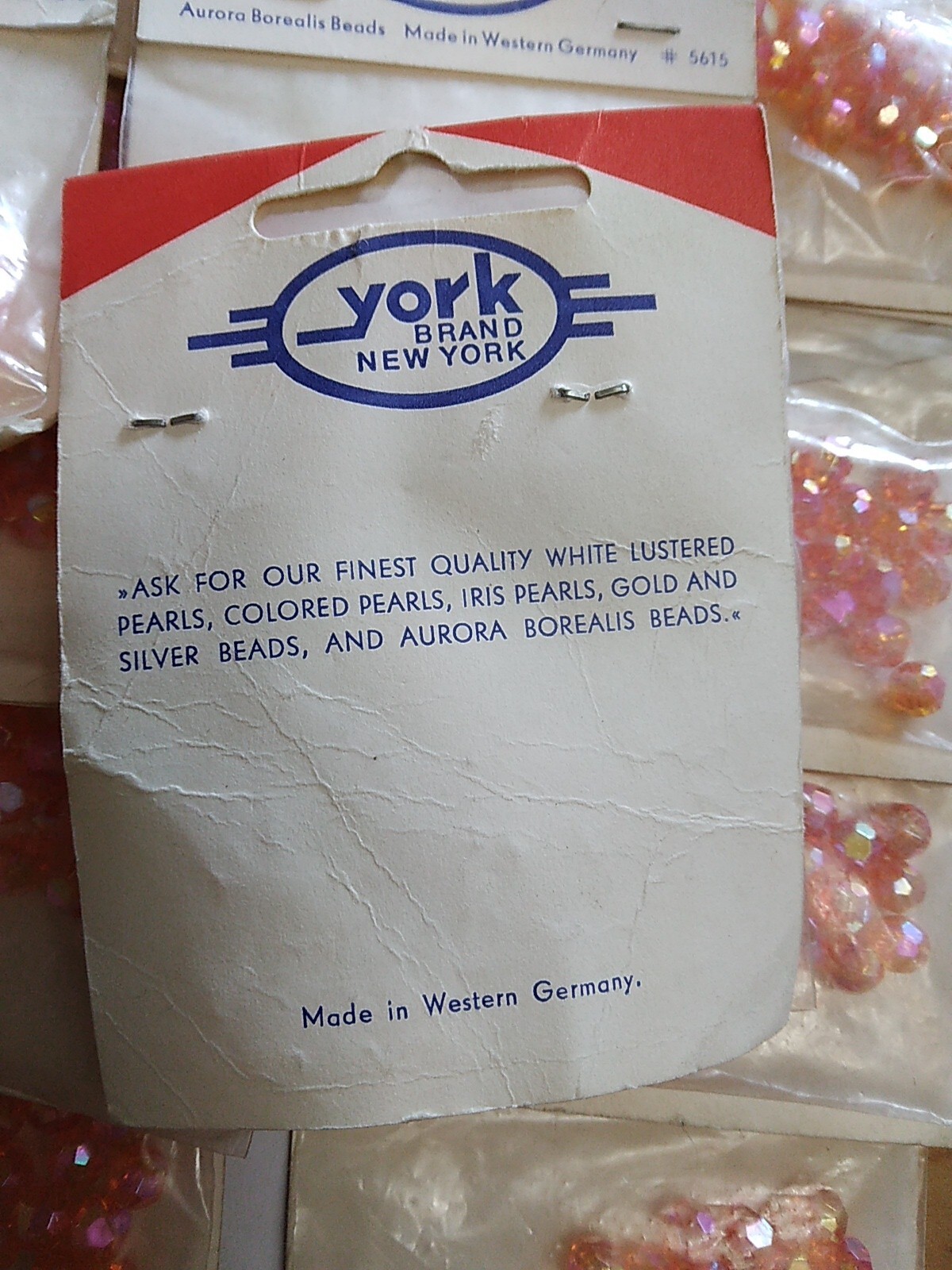 Orange Lot 5615 Faceted Beads 6mm Aurora Borealis York Brand West Germany VTG
