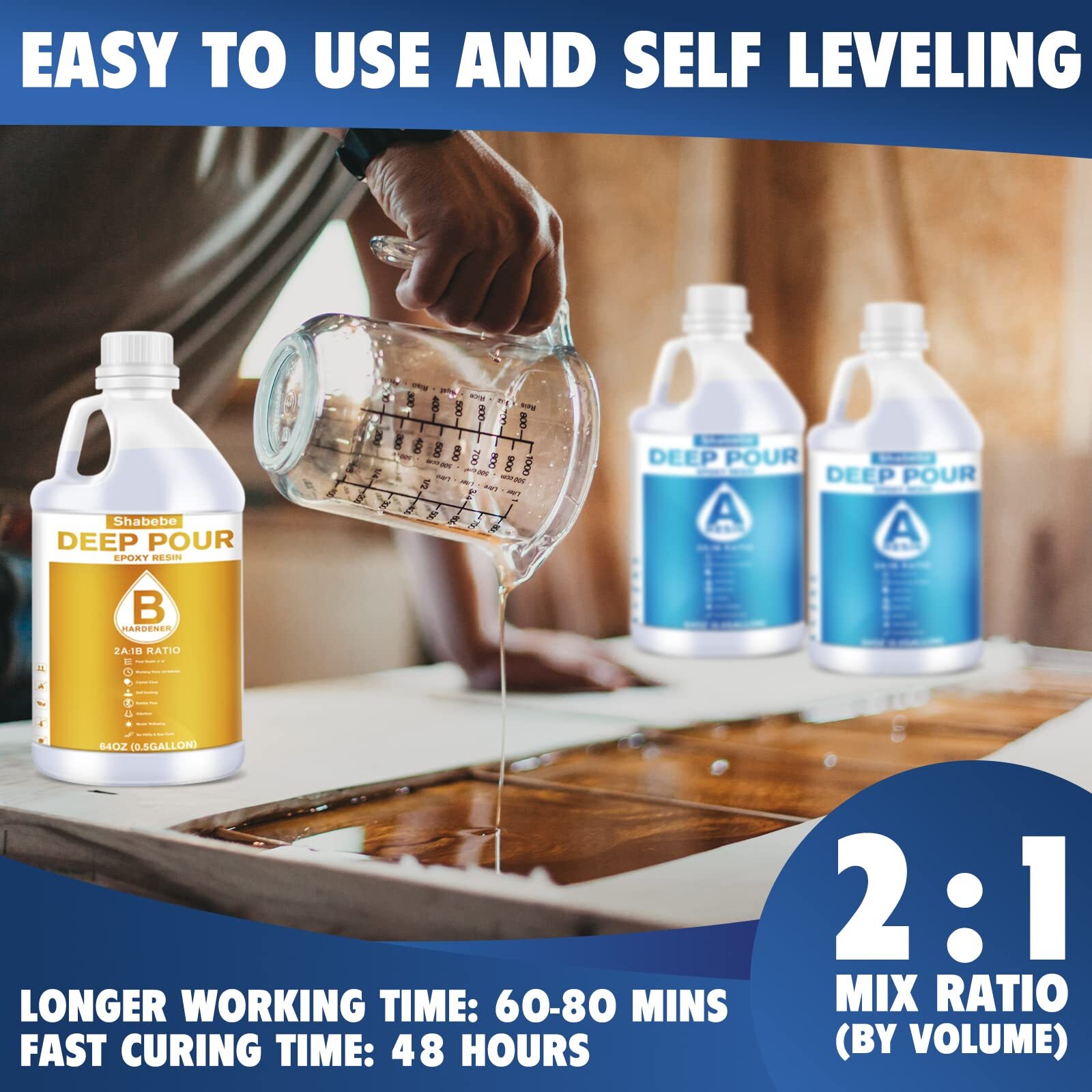 1.5 Gallon Clear Deep Pour Epoxy Resin Kit for Table Counter River