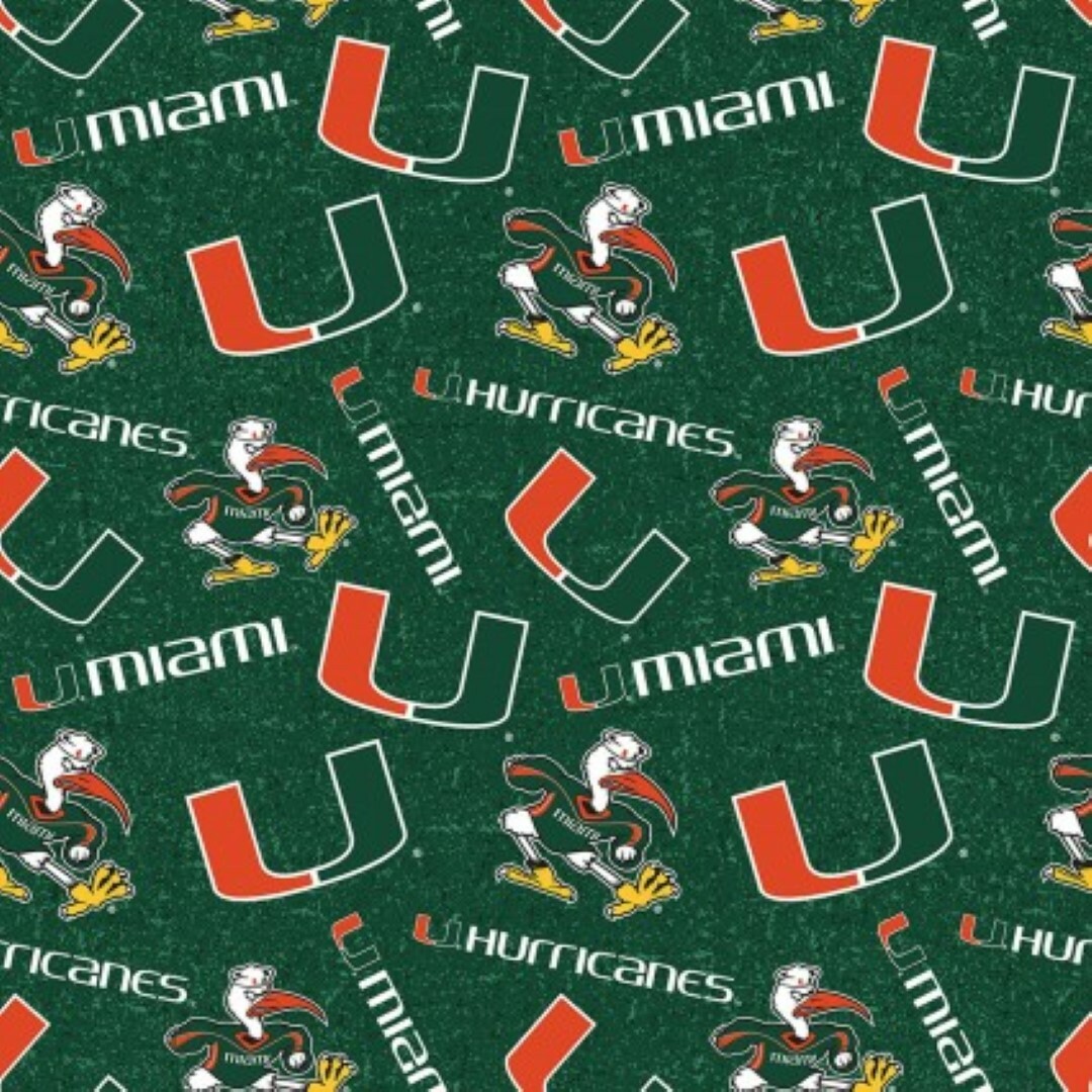 NCAA University of Miami Hurricanes Tone on Tone Cotton Material Fabric 15yds