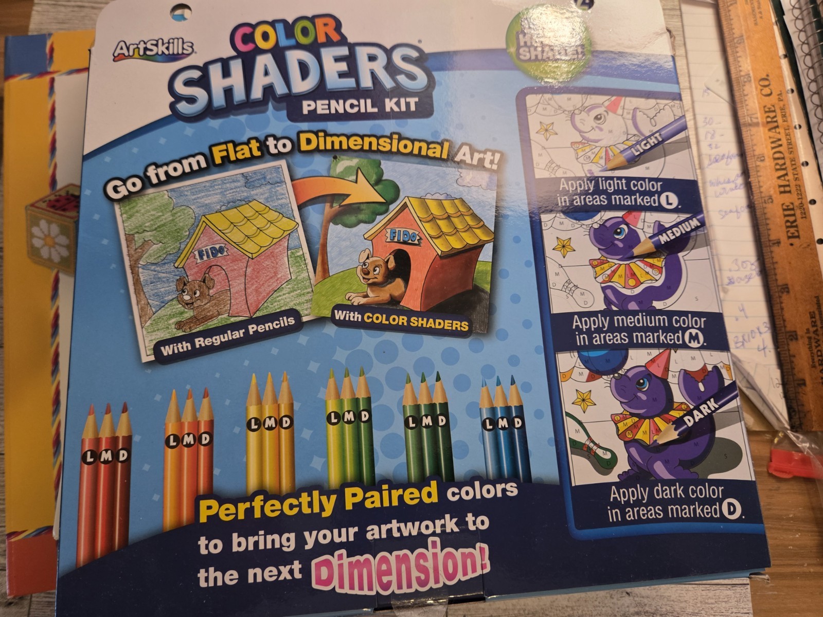 Kids Art Lot Art Skills color shades pencil kit 52 pieces Art Skills poster Kit