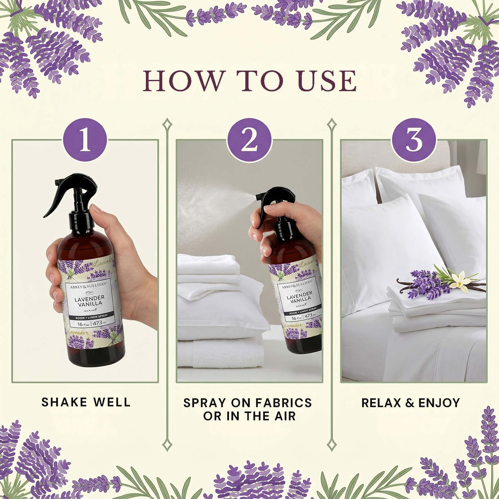 Abbey & Sullivan Odor Eliminating and 16 Fl Oz (Pack of 1), Lavender