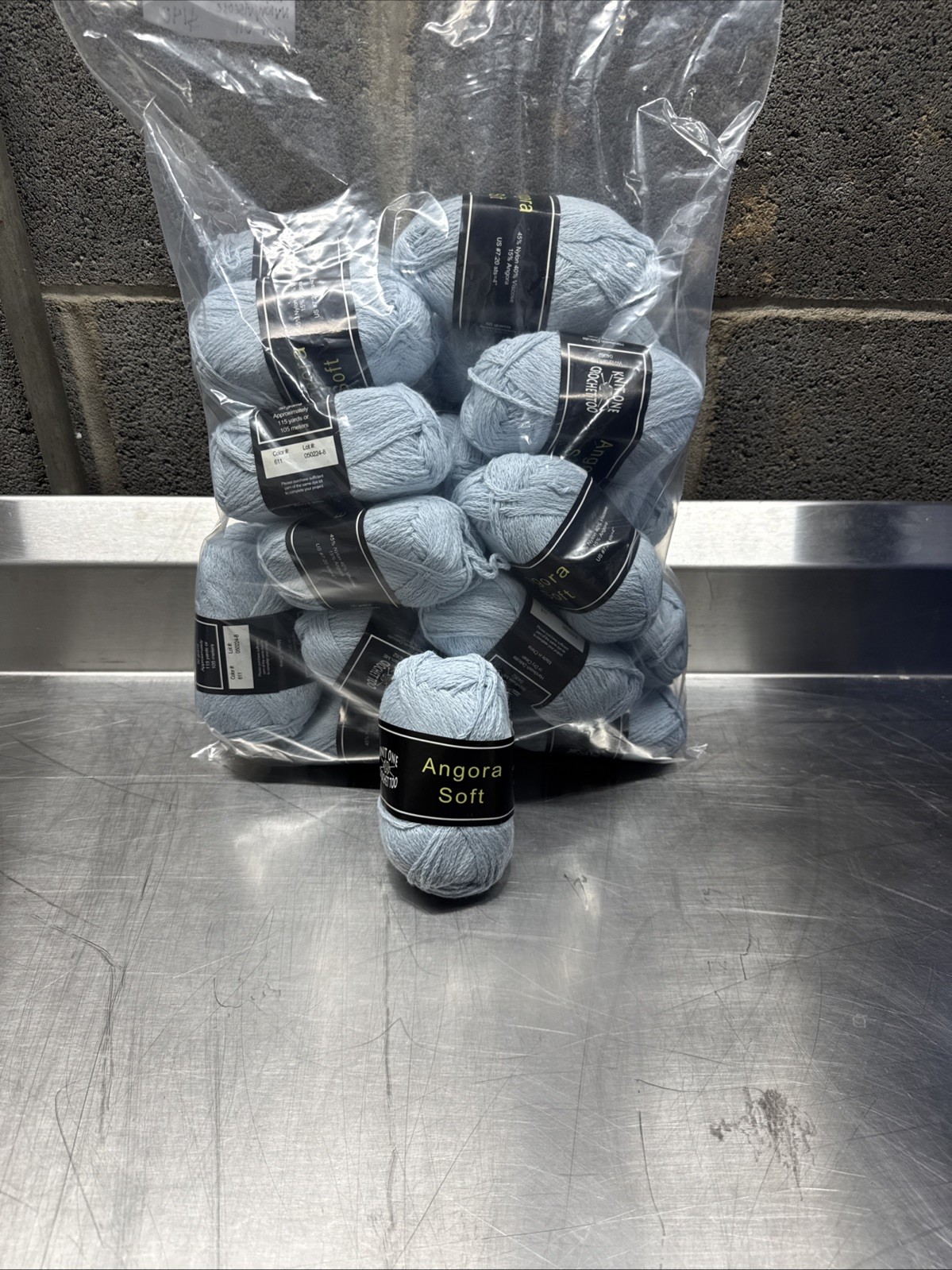Knit One Crochet Too Angora Soft Color 611 Blue 20 Skein Lot