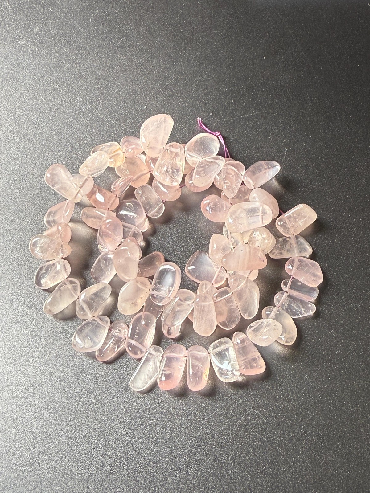 Rose Quartz Nugget Beads: 16″ Strand, Soft Pink Gemstone