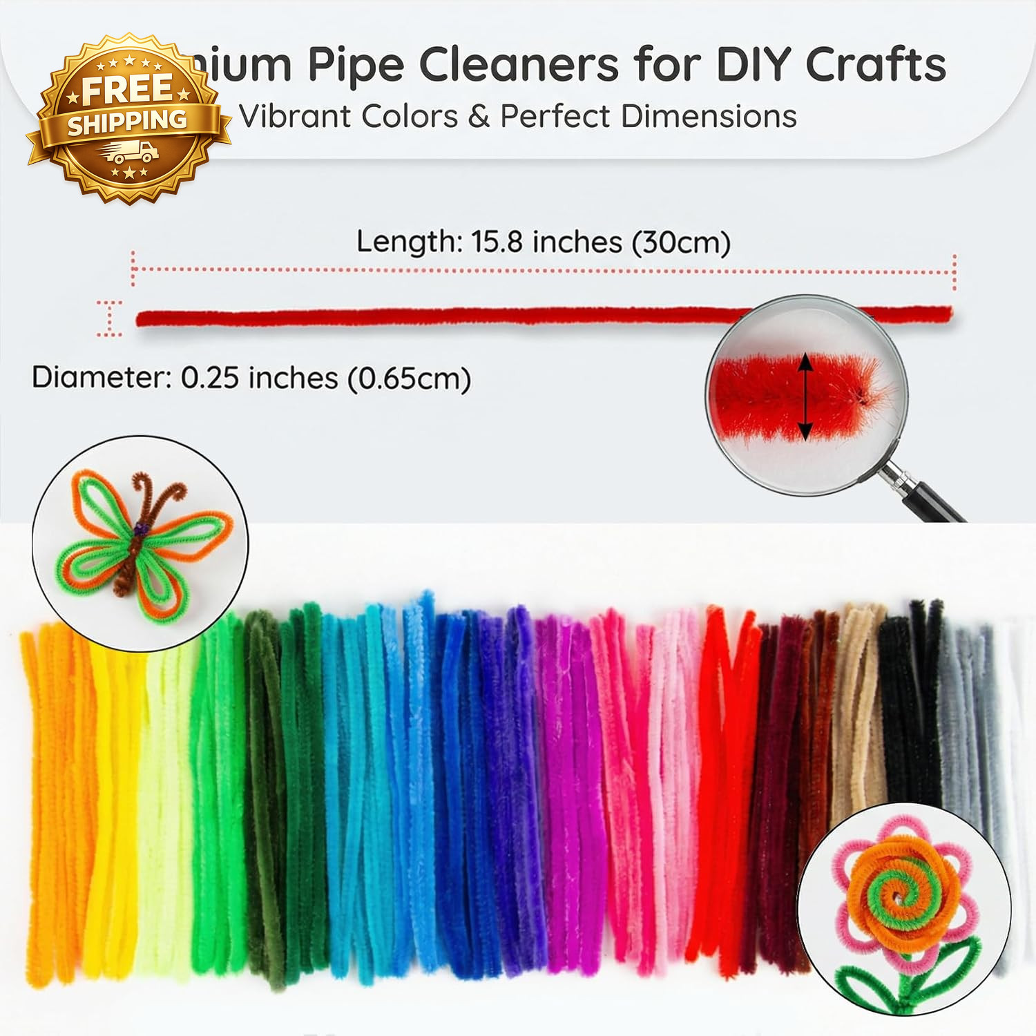 Pipe Cleaners for Crafts 200 PCS 20 Colors 200 Chenille Stems in 20 Colors