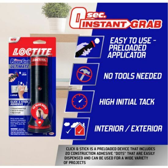 LOCTITE Power Instant Grab Ultimate CLICK & STICK ADHESIVE with 20 Glue Dots